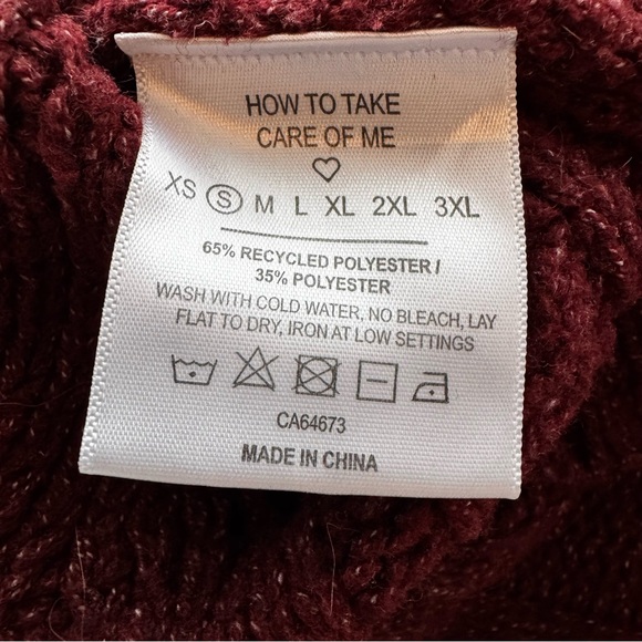 Girl Crush Gang Cable Knit Sleeveless V-Neck Sweater Vest Burgundy/RedWine Small - Picture 8 of 11